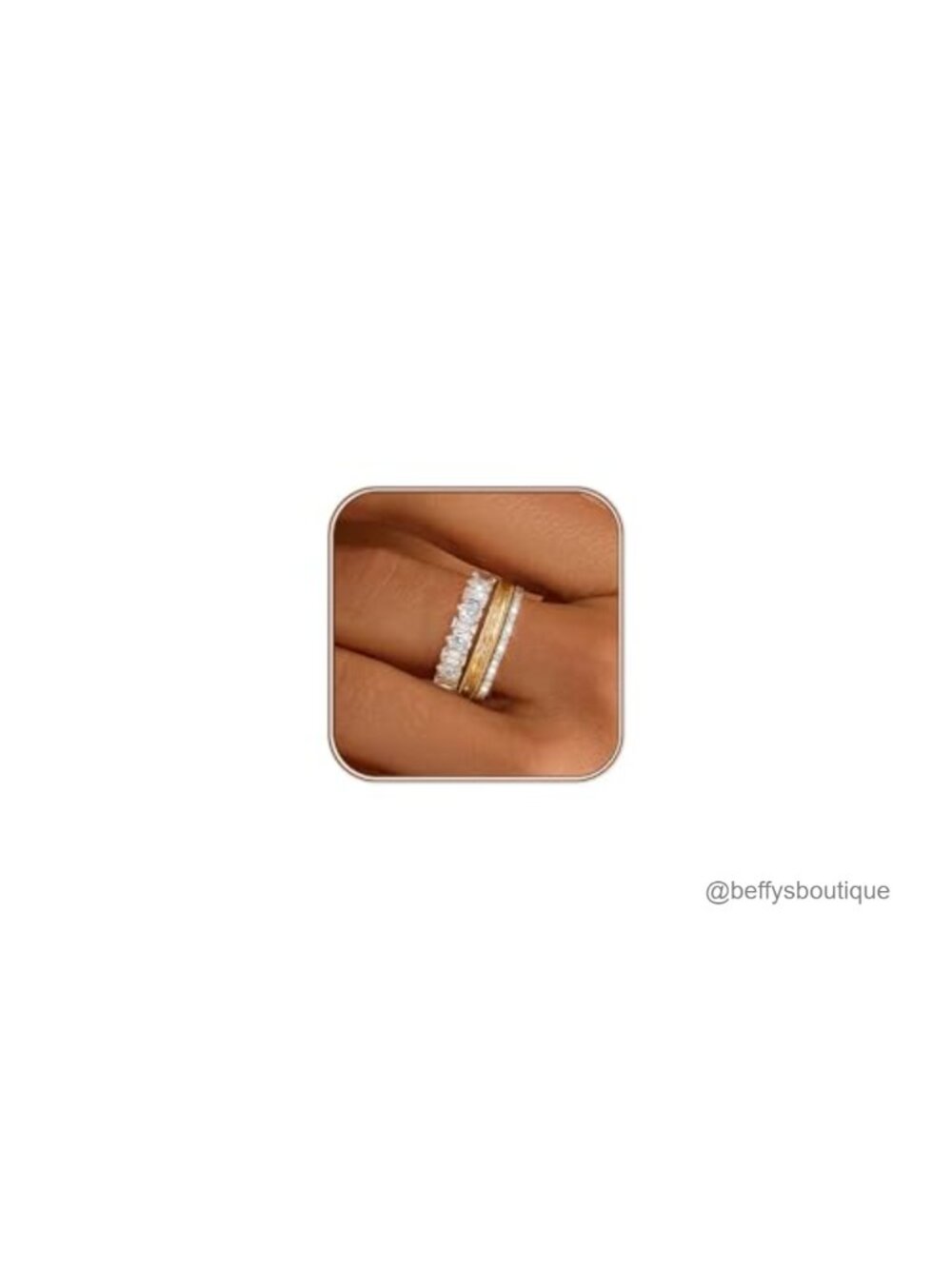 14K Gold Plated Stackable Rings Set Cubic Zirconia Wedding Bands